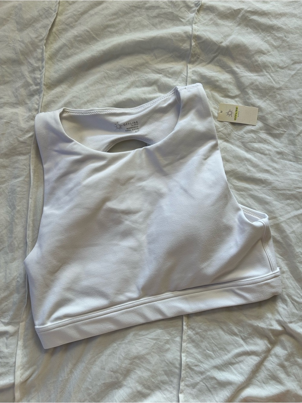 Aerie Offline High-Neck White Performance Sports Bra